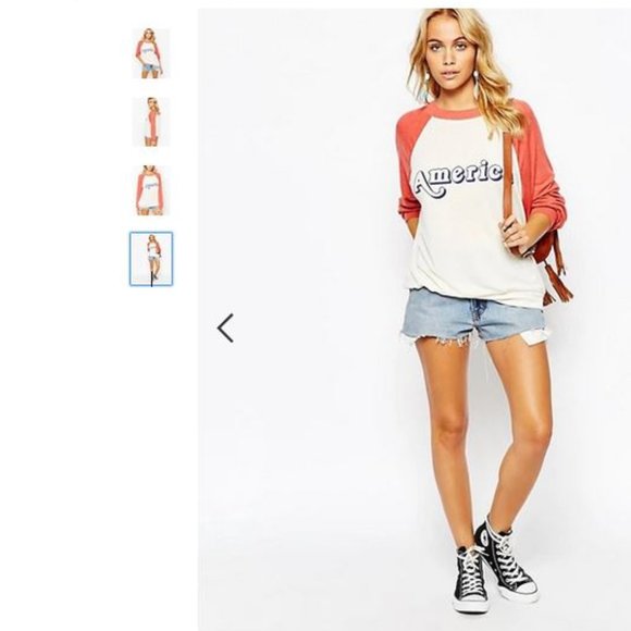 NEW! Wildfox 'AMERICA' Raglan Sweatshirt in WHITE/RED (M) - Picture 4 of 15